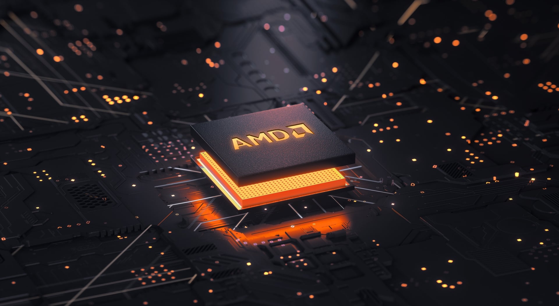 AMD logo em chip