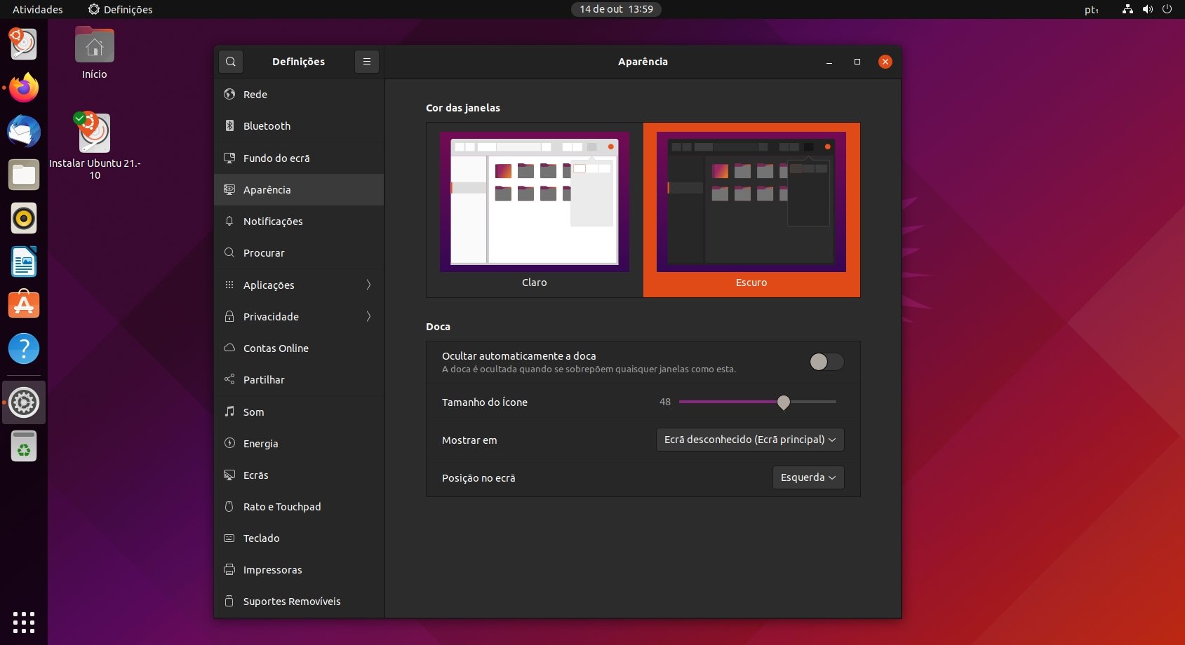 novos temas Ubuntu 21.10