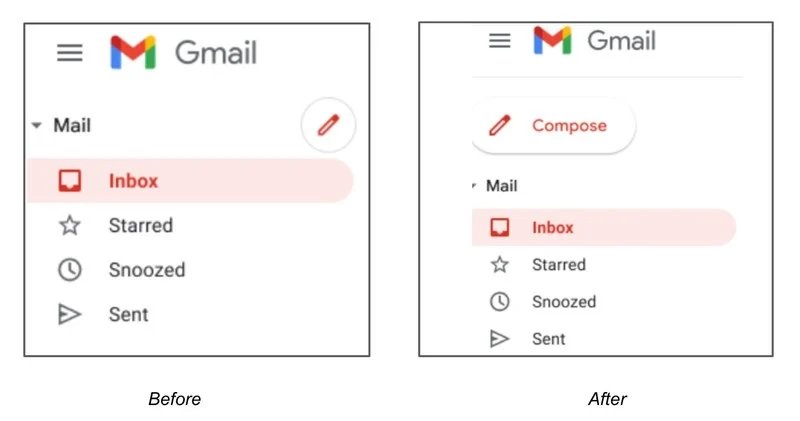 novo botão de compor no gmail