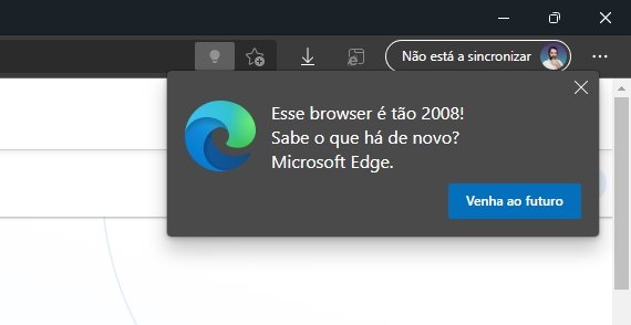 Edge com notificação no Chrome