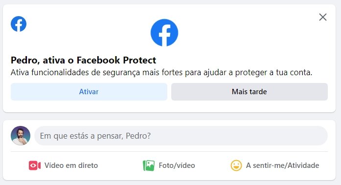notificação do Facebook Protect
