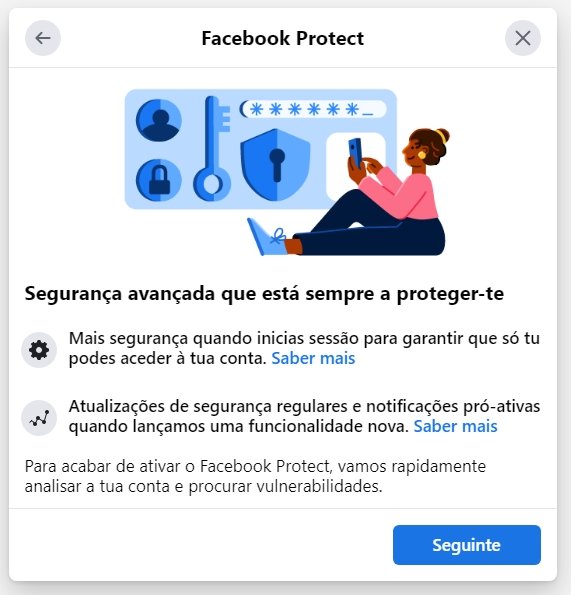 Facebook protect ativação