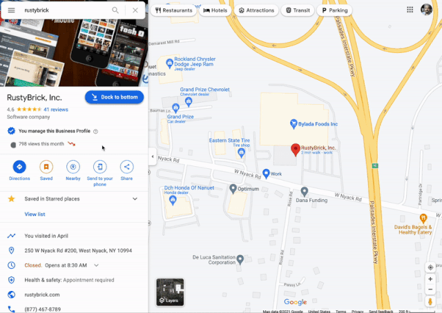 google Maps cartões fixos