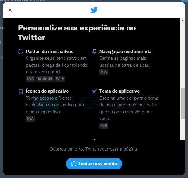 twitter blue em portugal personalização
