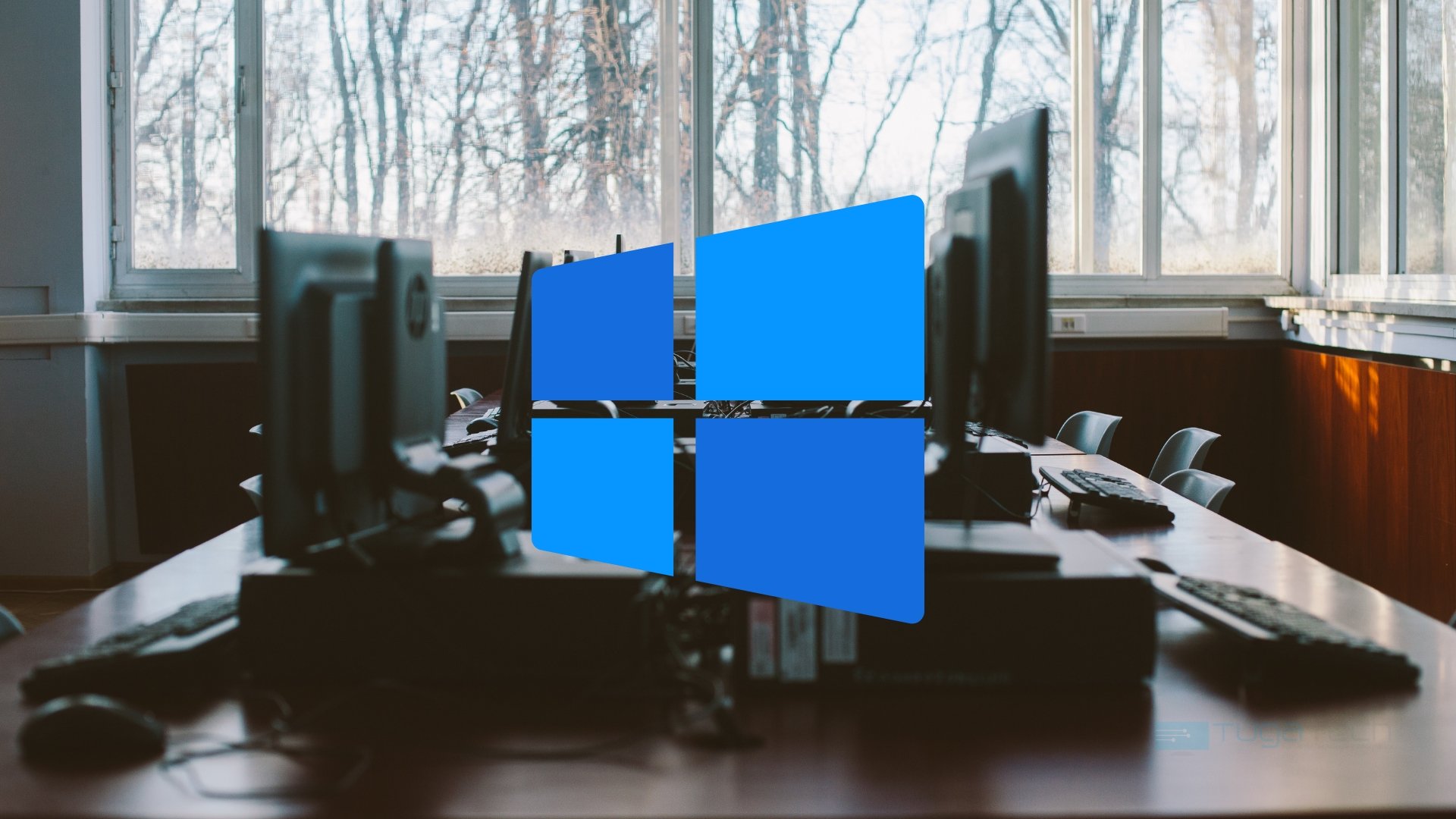 Microsoft Windows logo sobre computadores