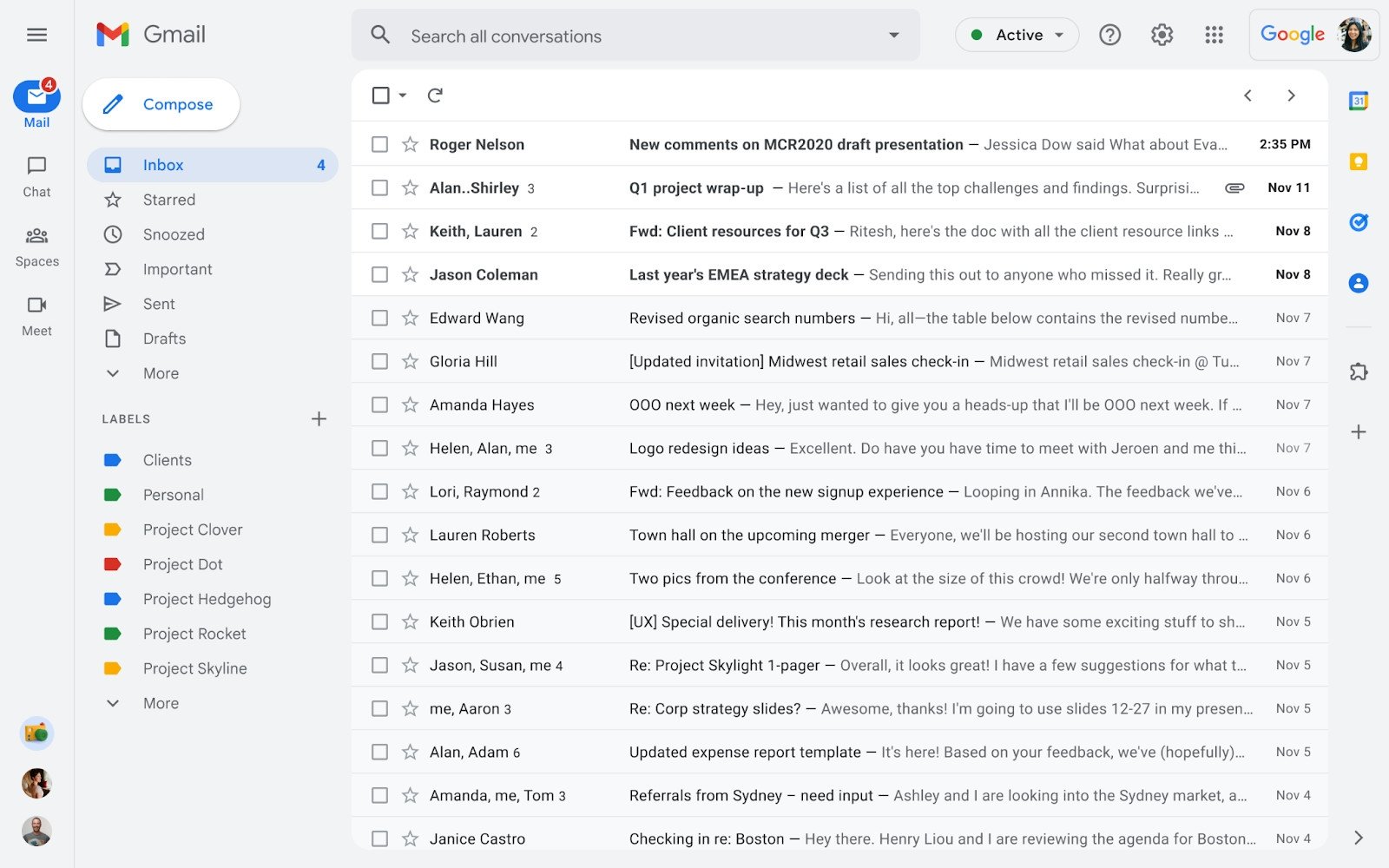 novo design gmail