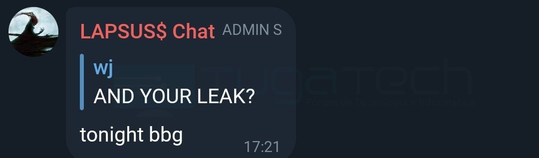 confirmação do leak para esta noite