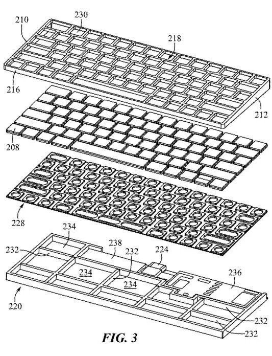 imagem da patente da apple pc no teclado