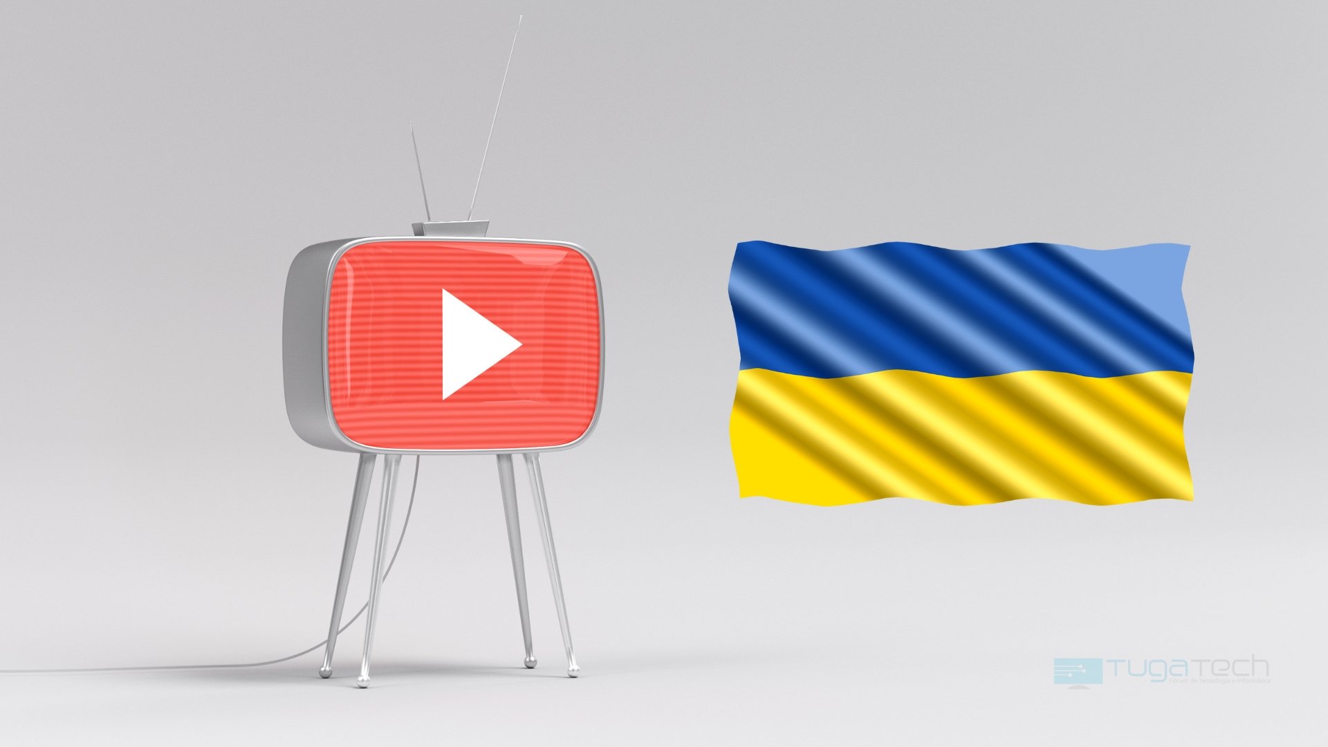 YouTube com bandeira da Ucrânia