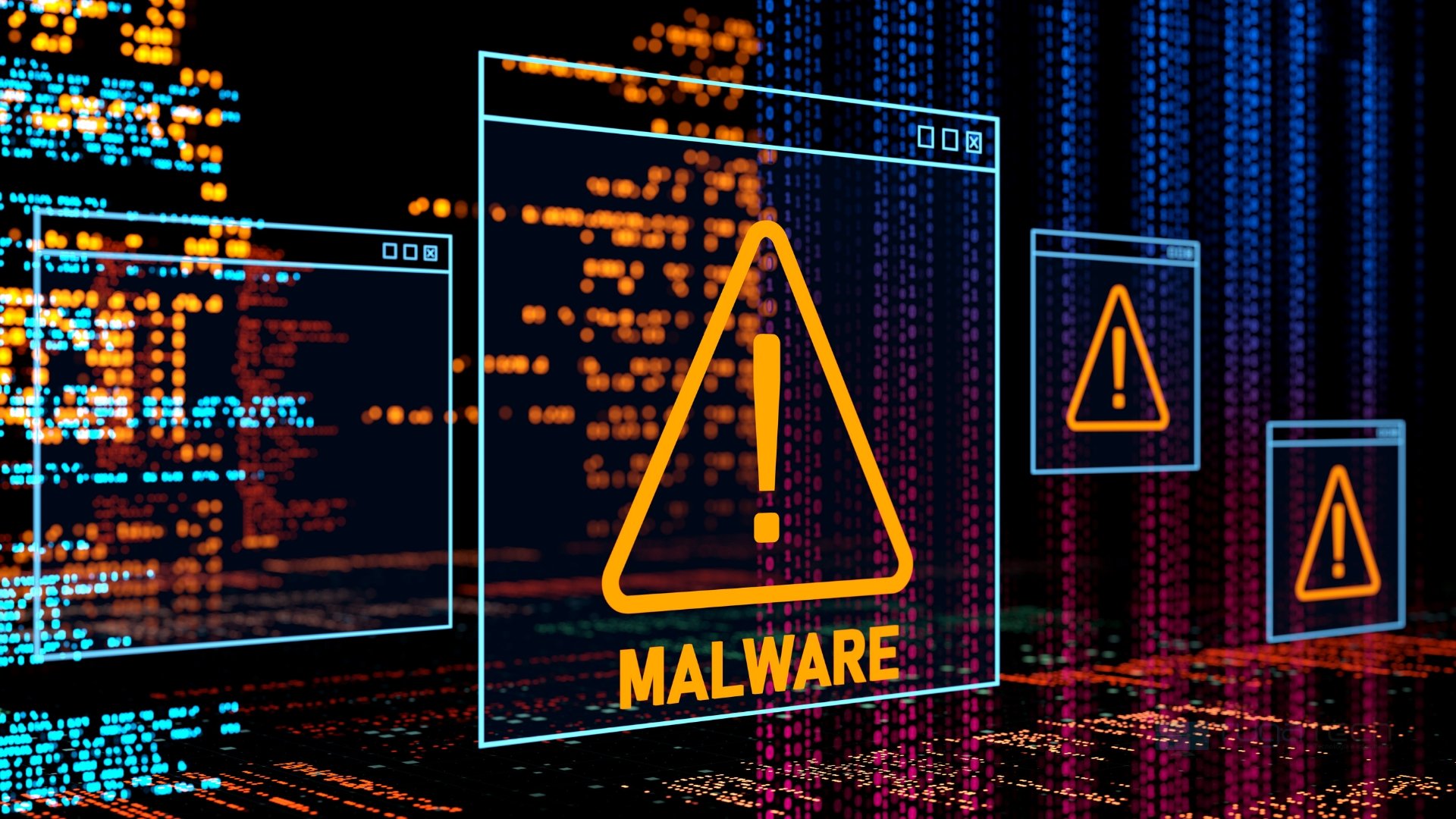 Ataque de malwares com ícone de janelas abertas