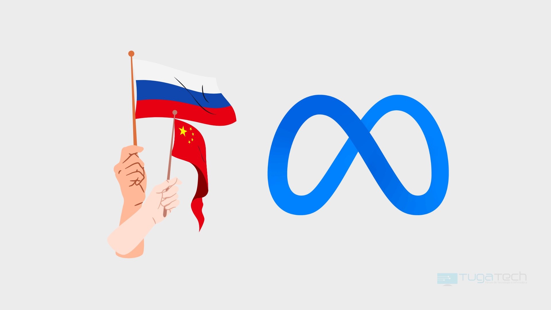Logo da meta com bandeiras da Rússia e China