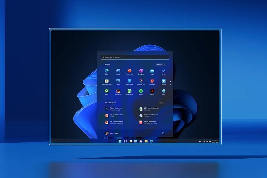 Windows 11 com o menu inicial aberto
