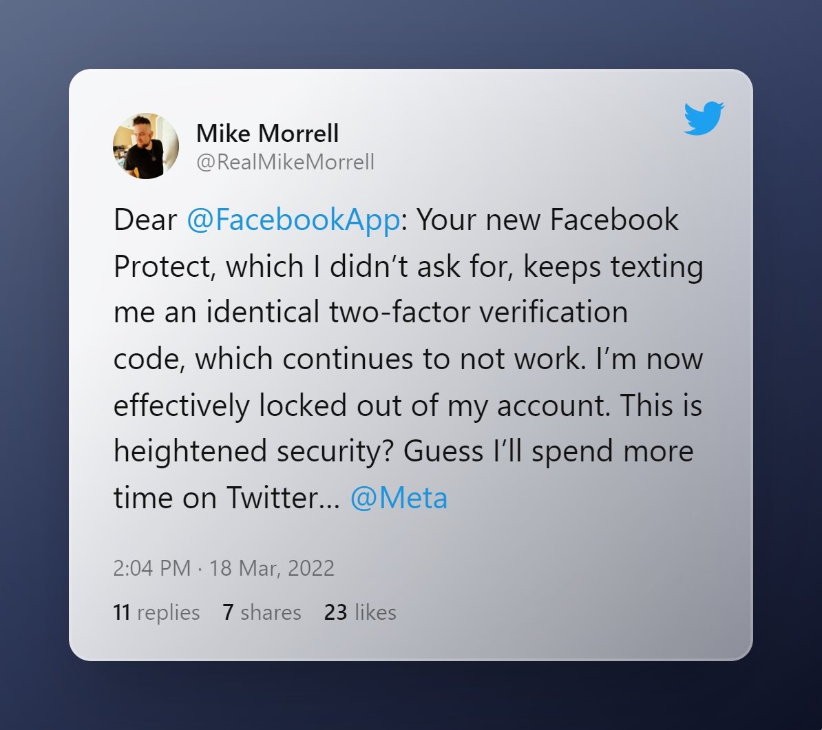 erro no uso do sistema de autenticação do Facebook Protect