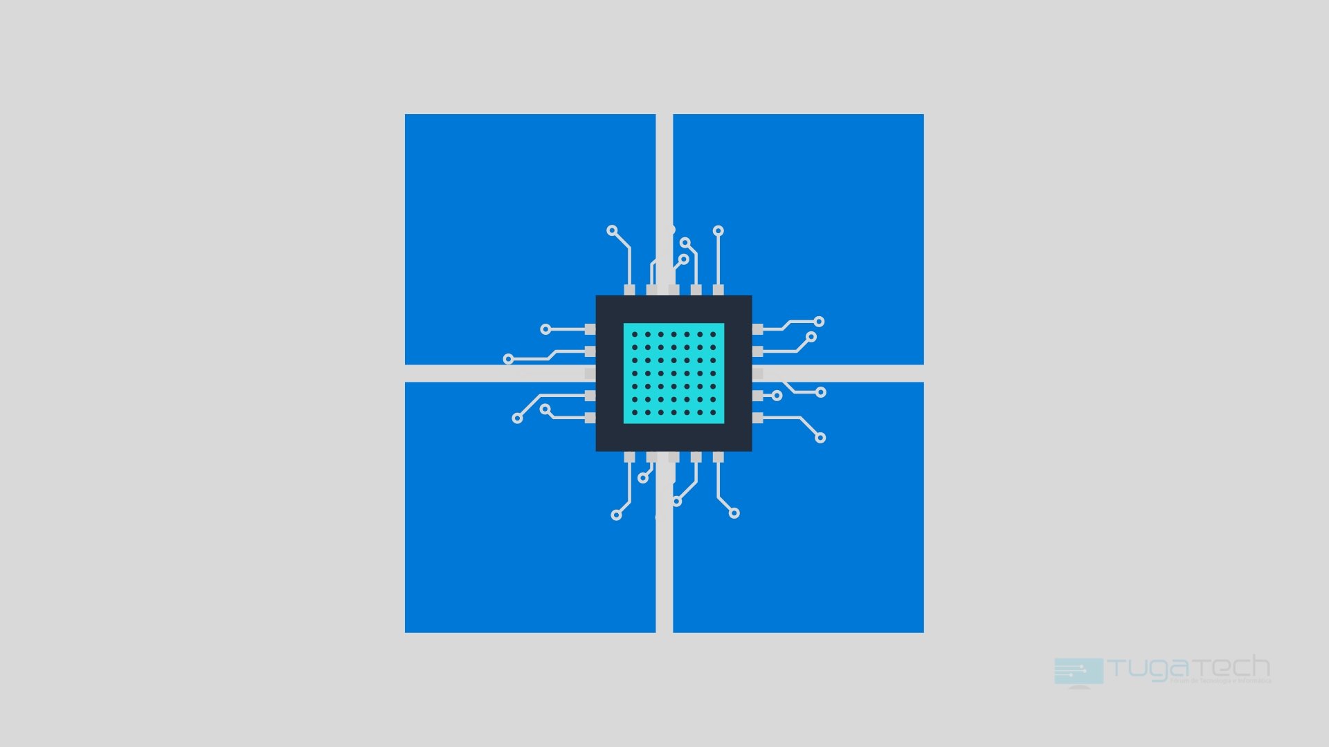 Windows 11 com chip sobre o logo
