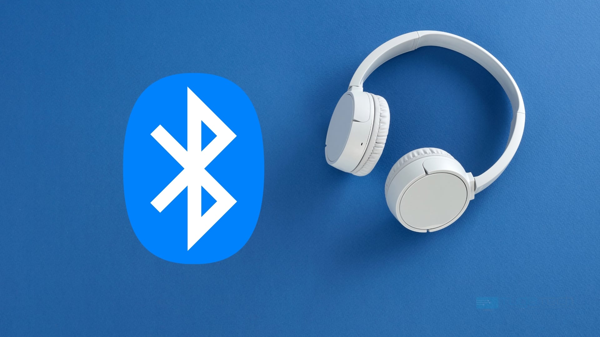 Headphones sem fios em fundo azul