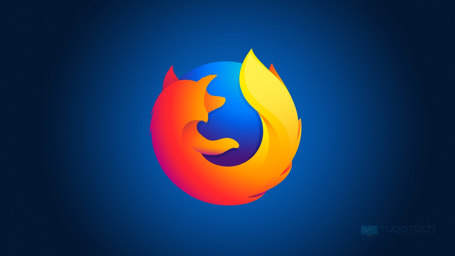 Logo do Firefox sobre fundo azul