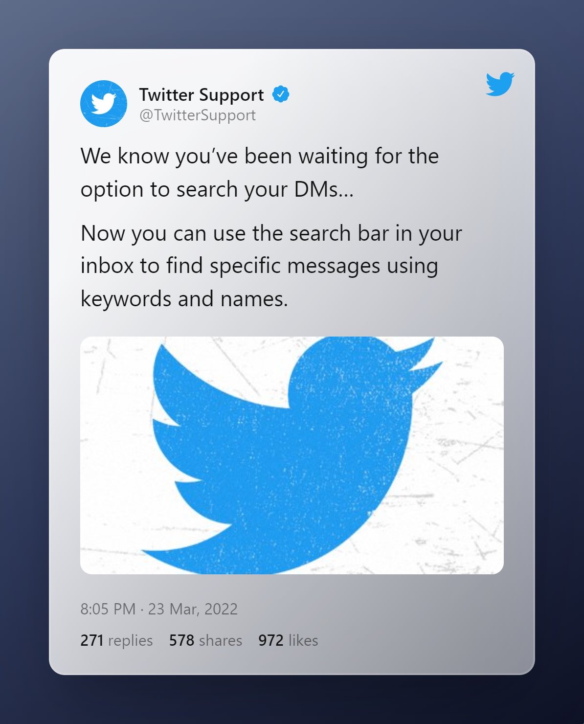 Twitter a revelar pesquisa por mensagens diretas