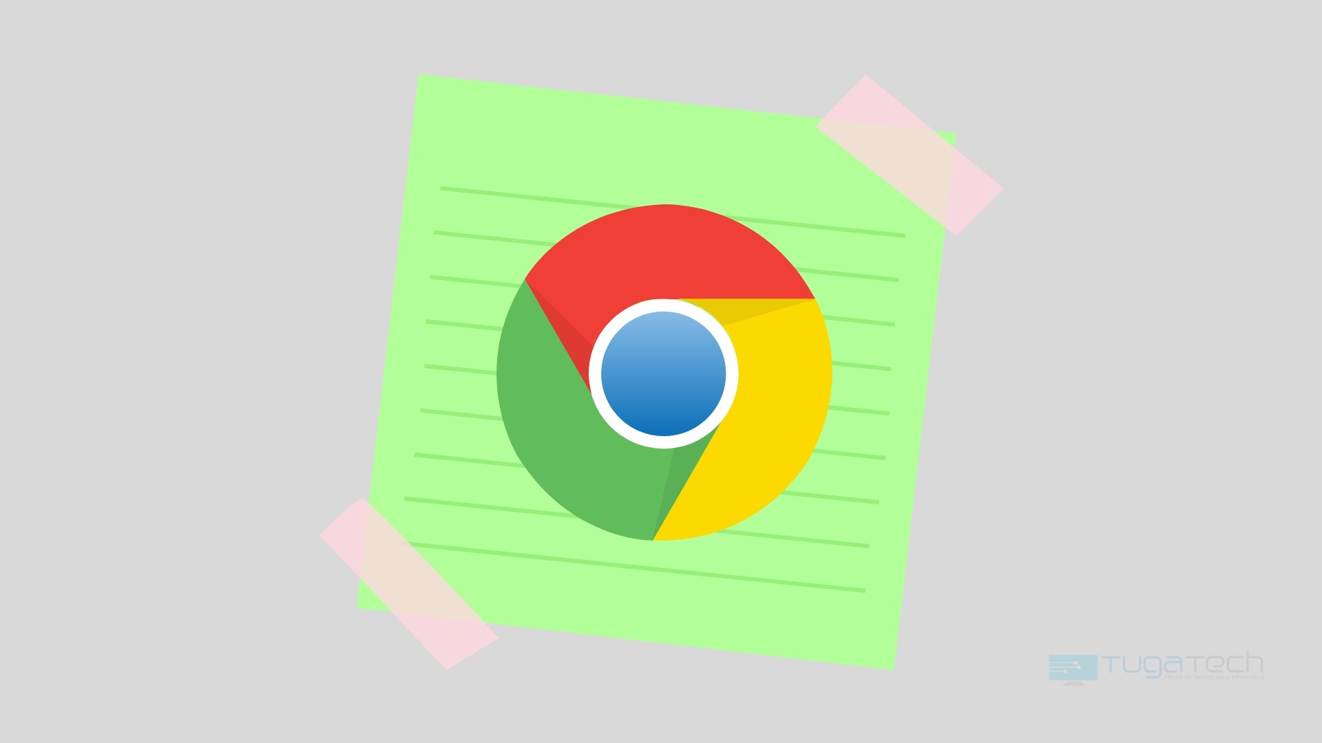 Google Chrome sobre papel de notas