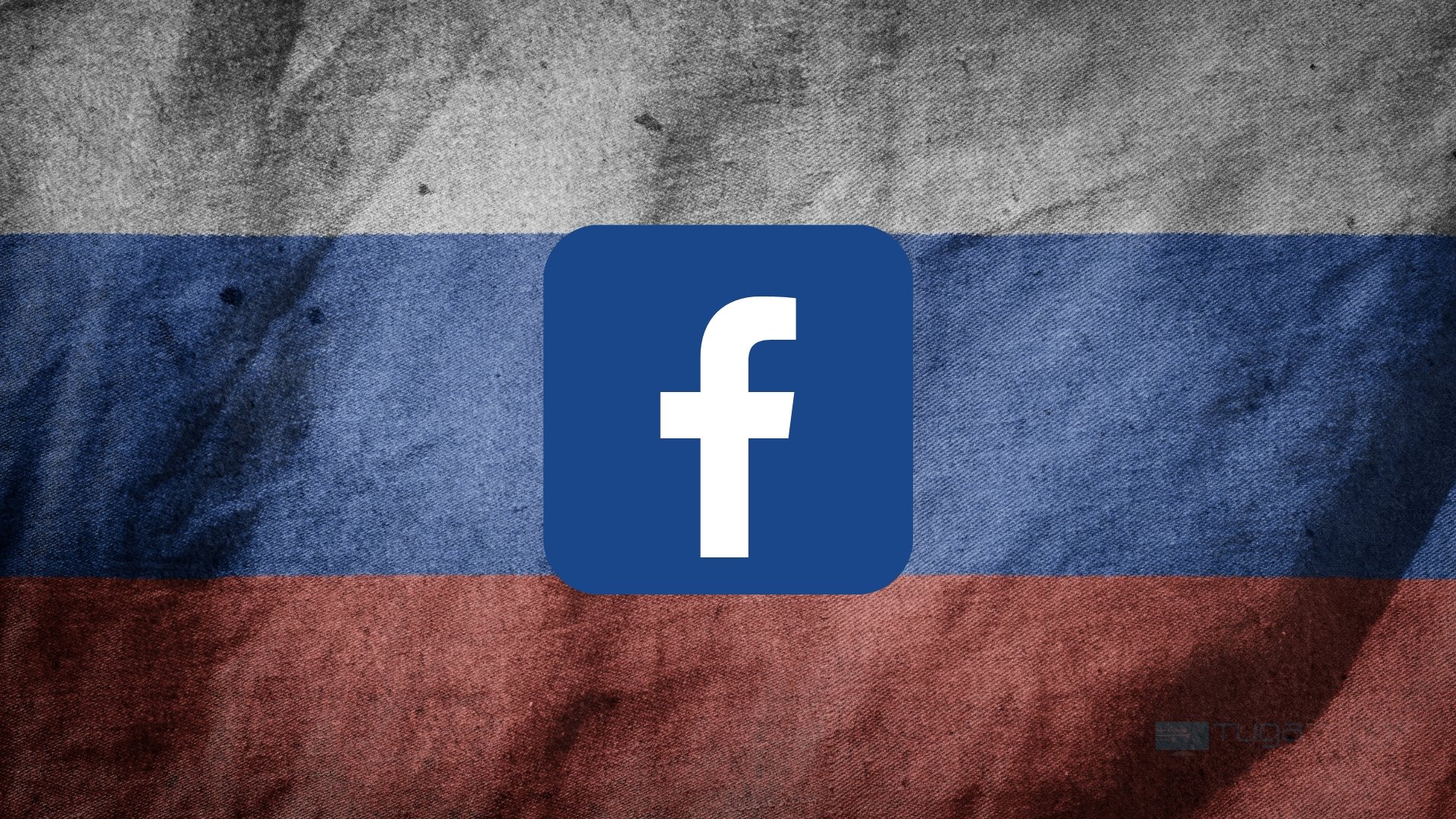 Facebook sobre a bandeira da Rússia