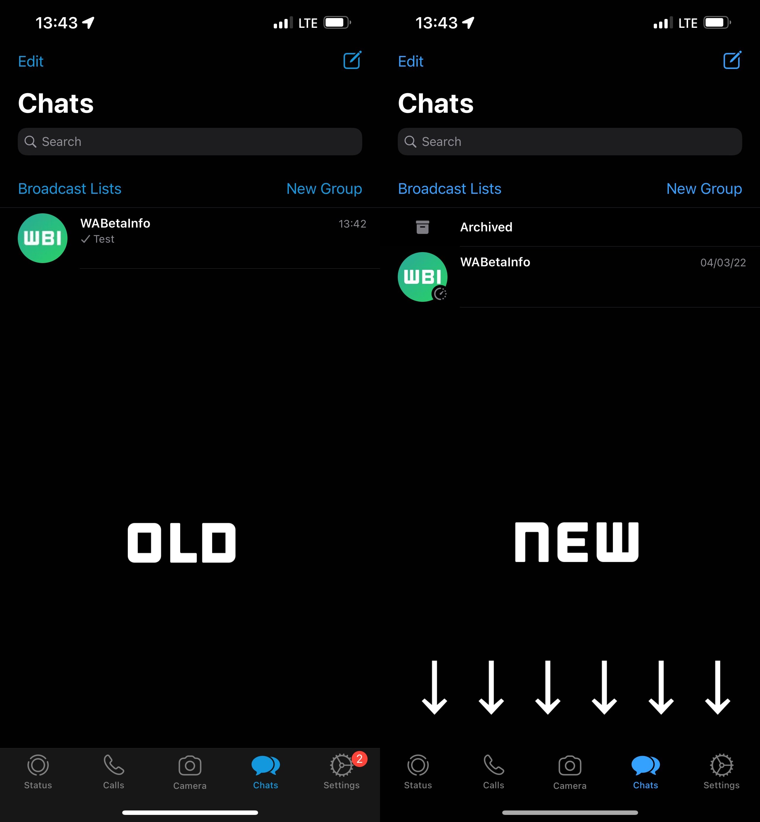 nova interface do whatsapp no iOS