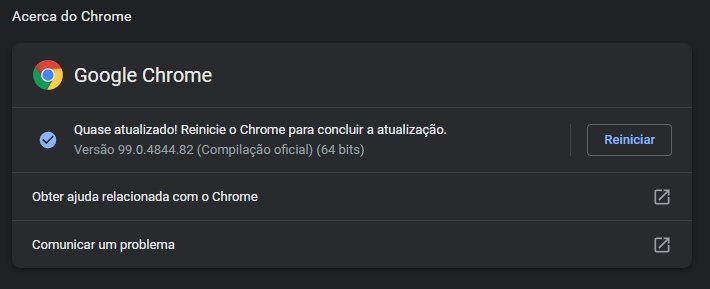 atualização do Google Chrome