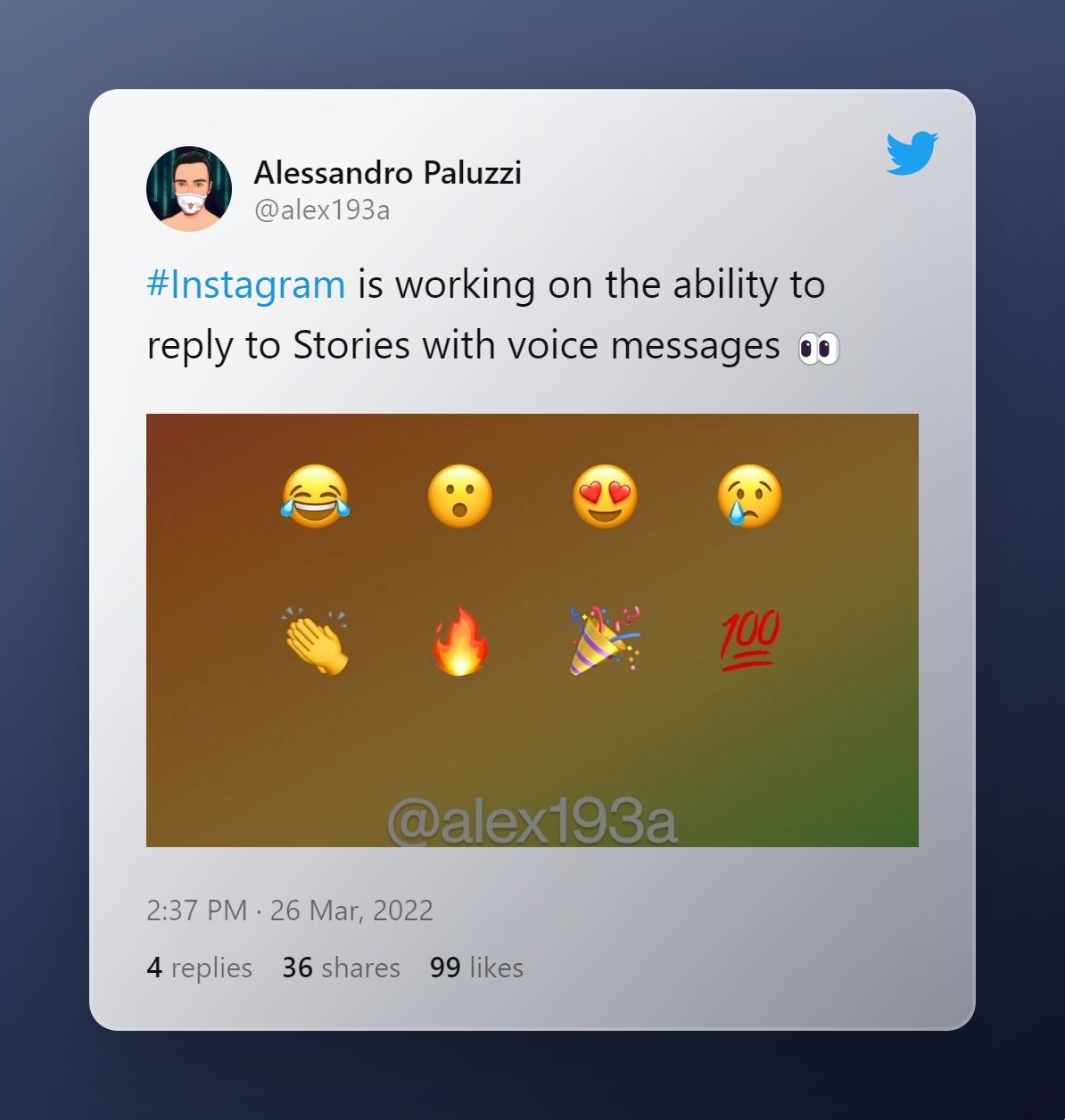 Instagram stories com resposta via audio