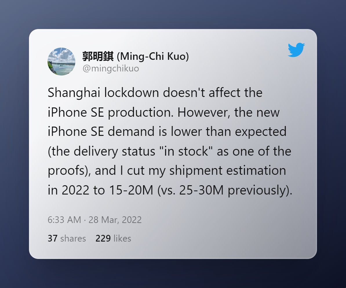 detalhes do analista da Apple sobre iPhone SE 2022