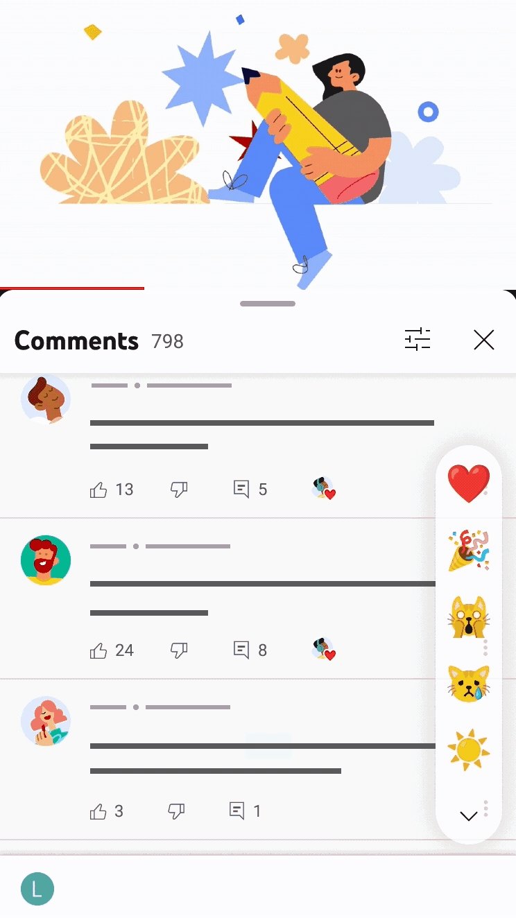 YouTube com funcionalidade de emojis em testes