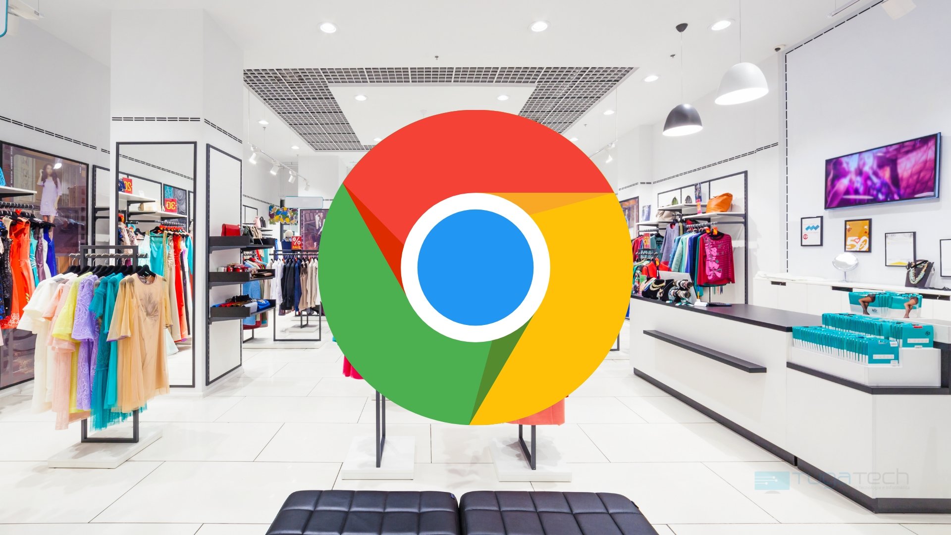 Google Chrome sobre uma loja