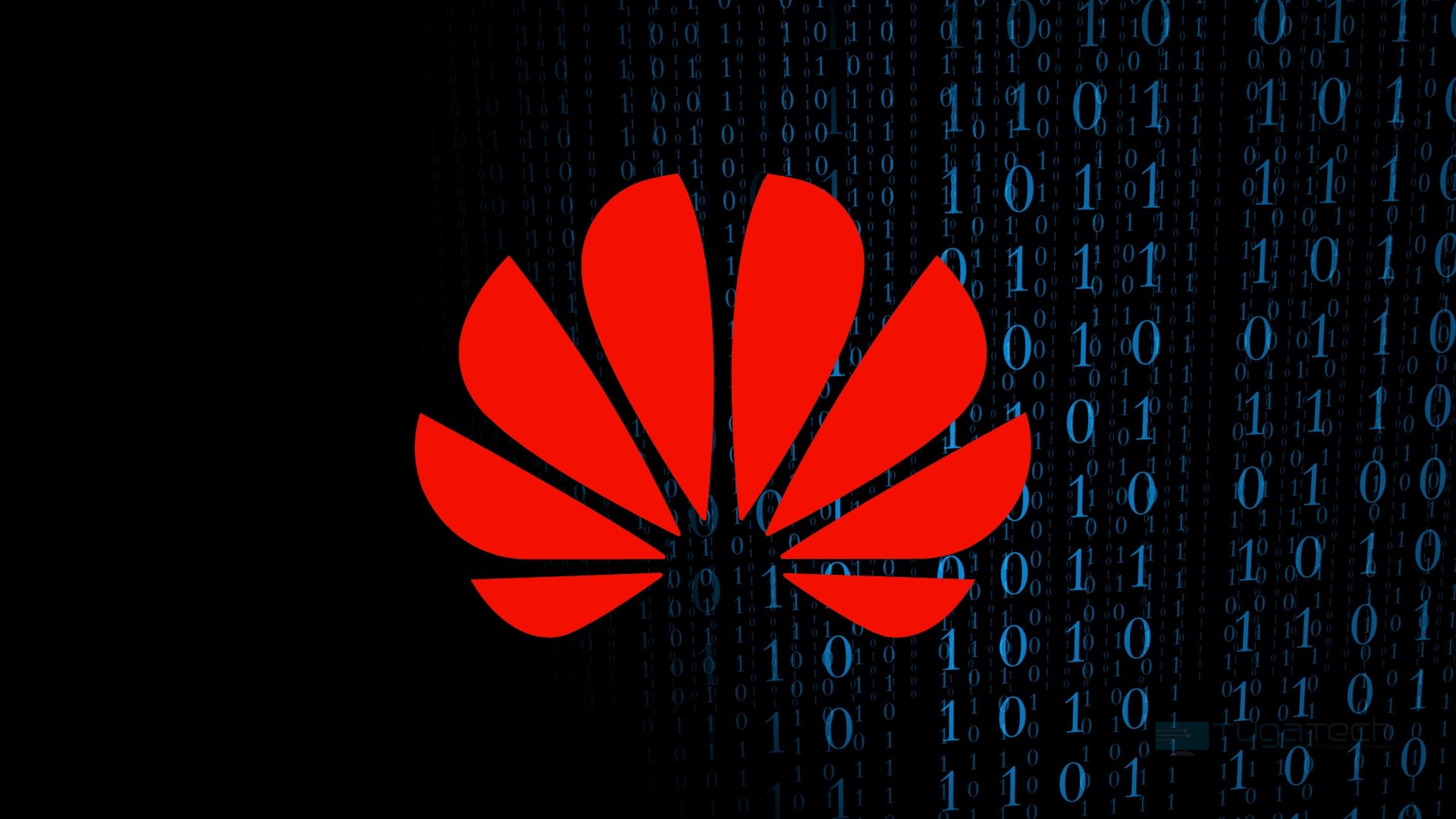 Logo da Huawei sobre fundo de codigo