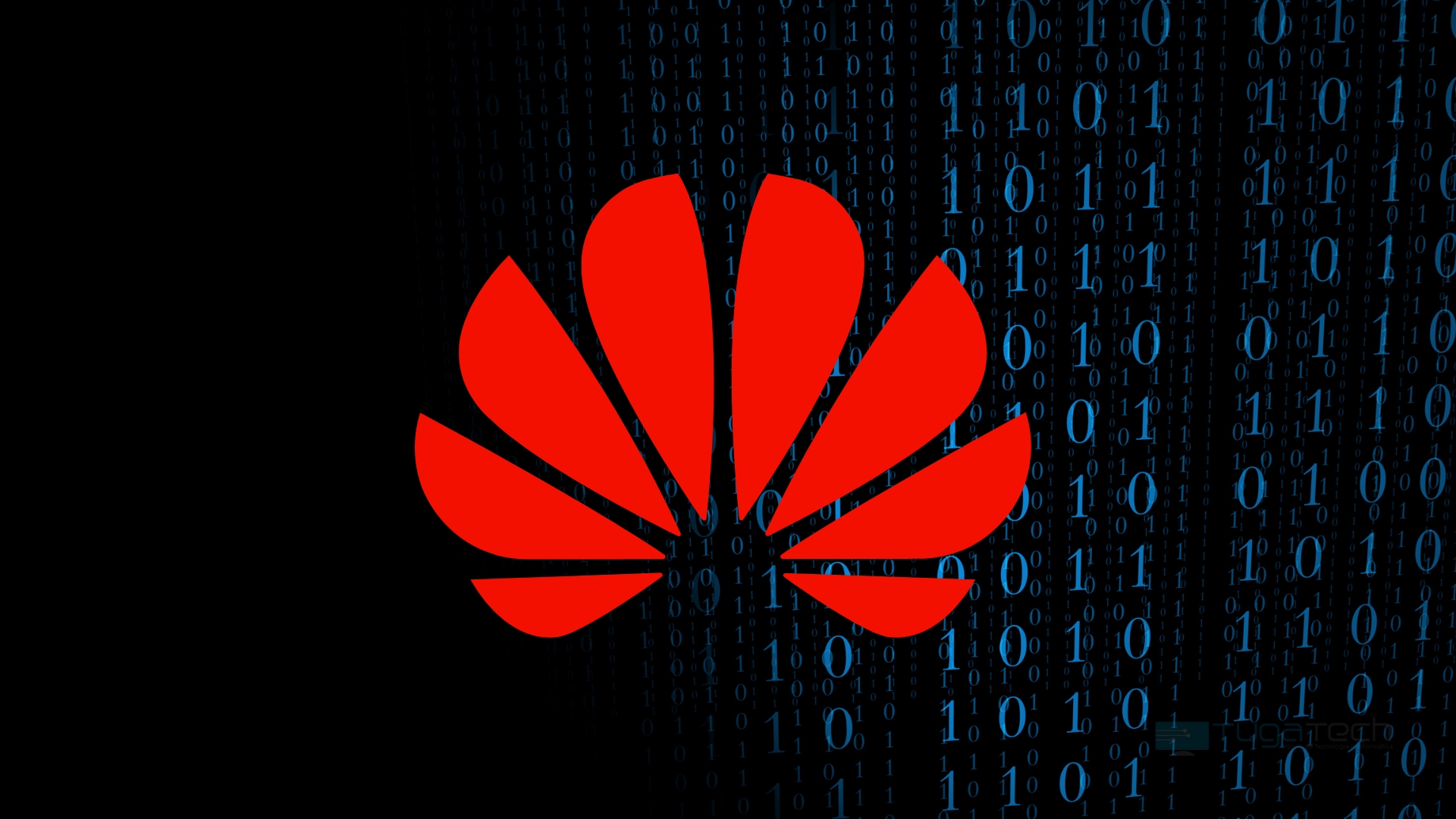 Logo da Huawei sobre fundo de codigo