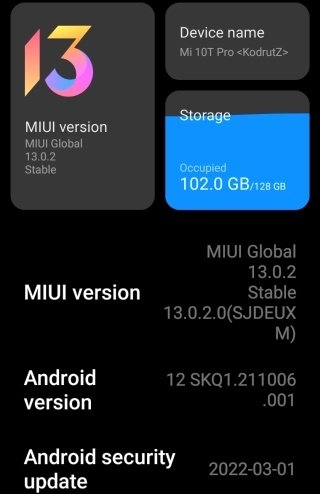 atualização da MIUI para Mi 10T Pro