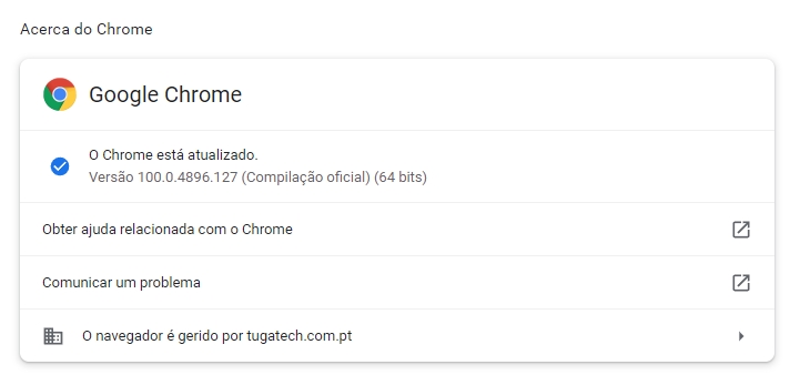 Chrome actualizado a la última versión