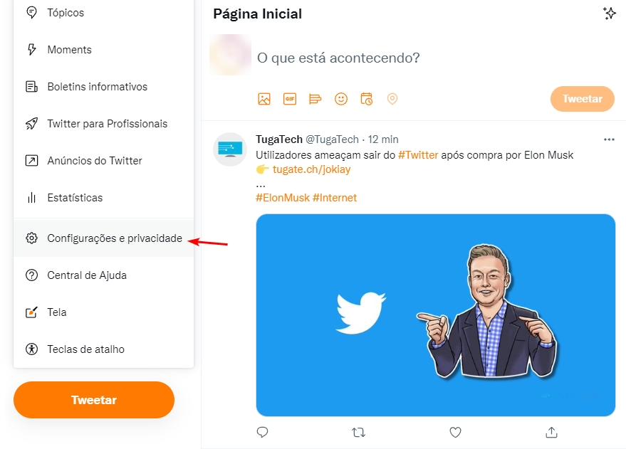 Configuración de la cuenta de Twitter