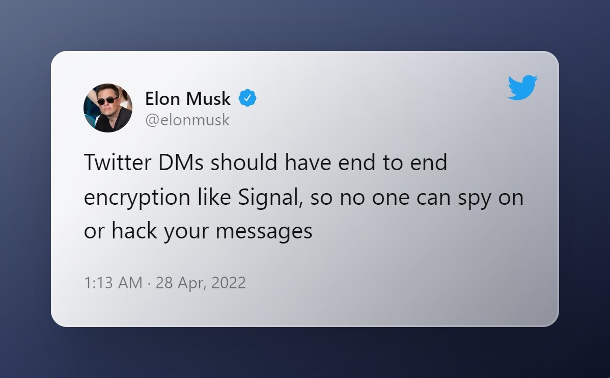 Elon Musk sobre encriptação de mensagens diretas