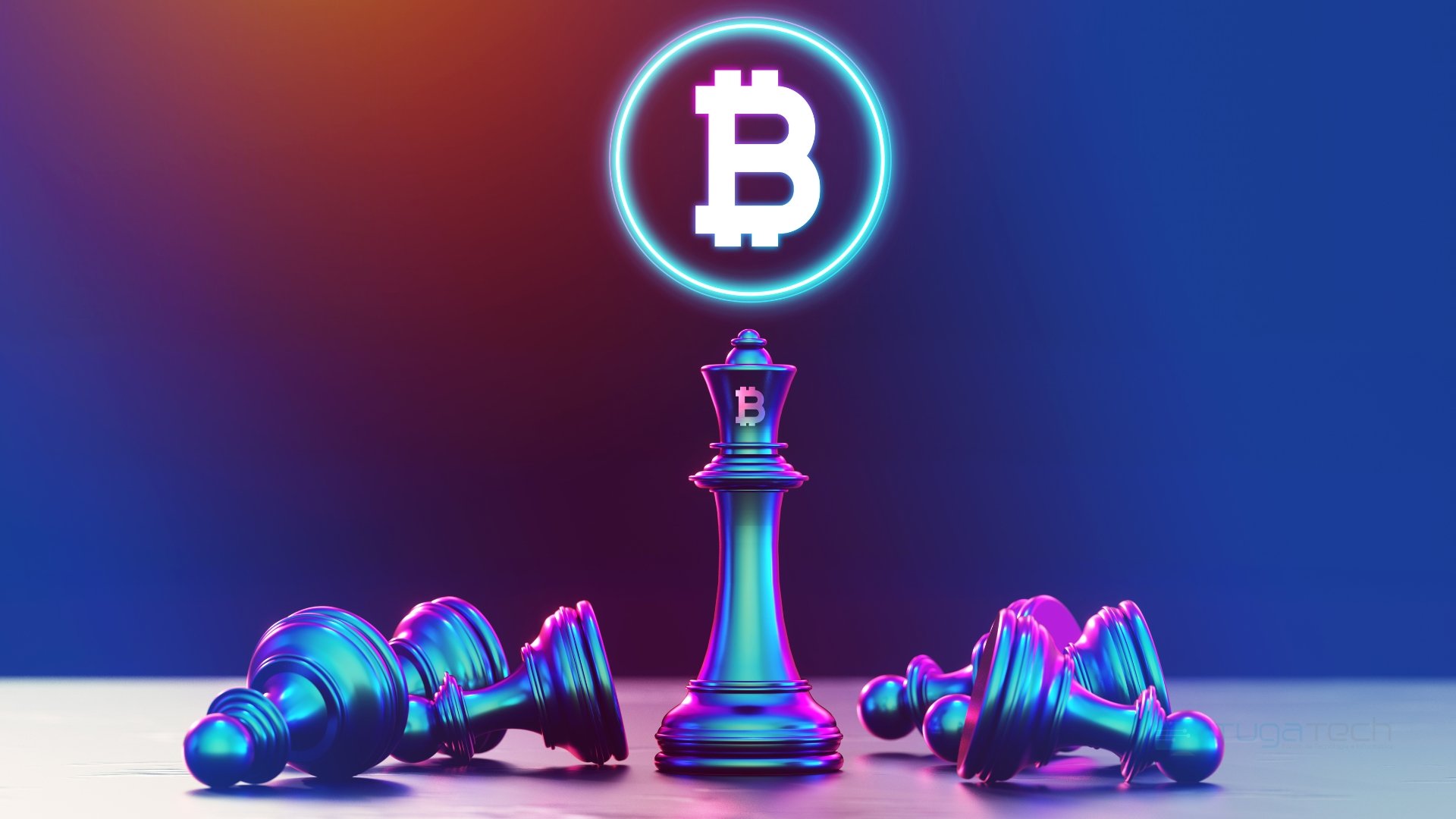 Bitcoin em peões de xadrez