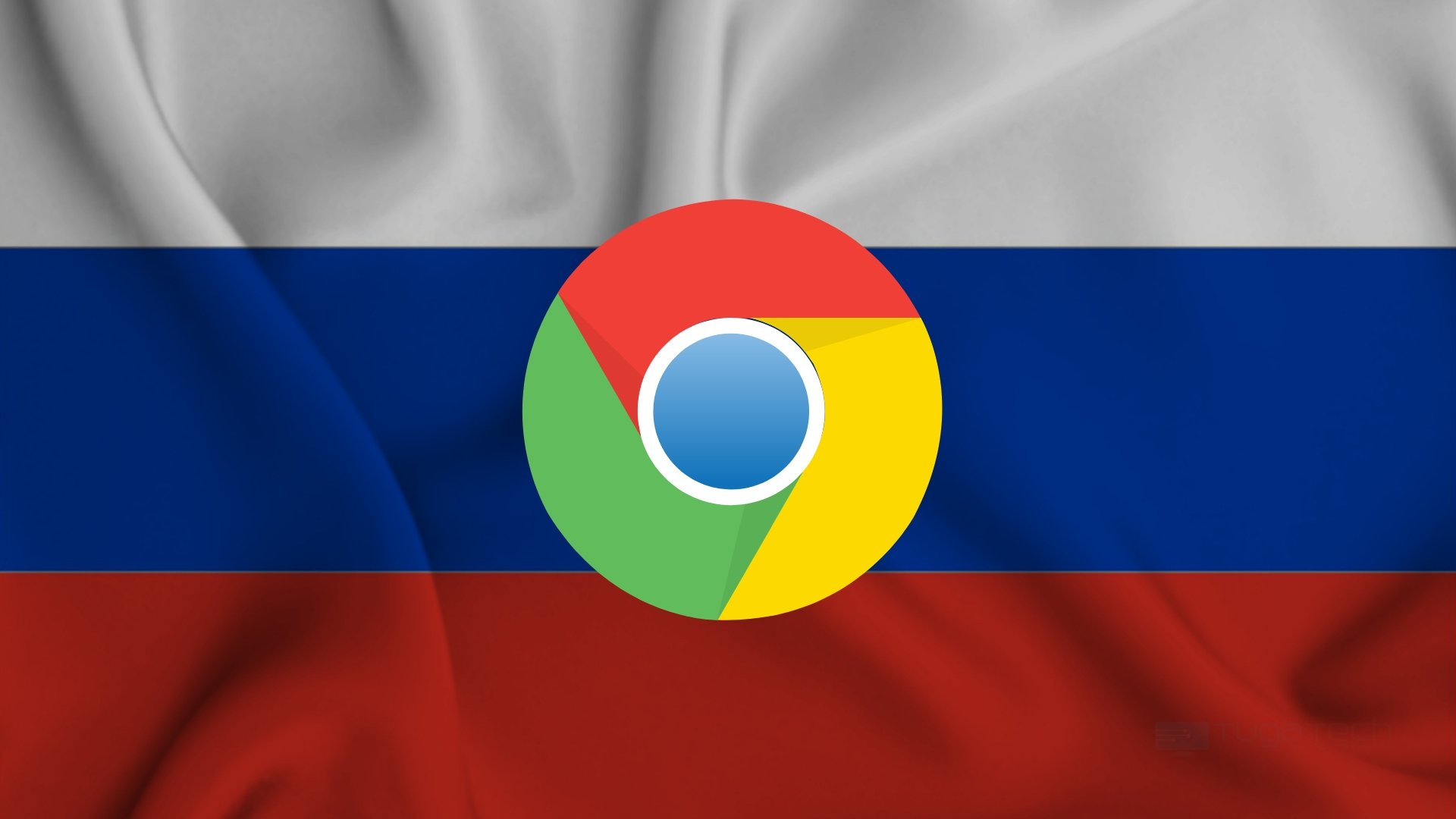 Bandeira da Rússia com o logo do Chrome