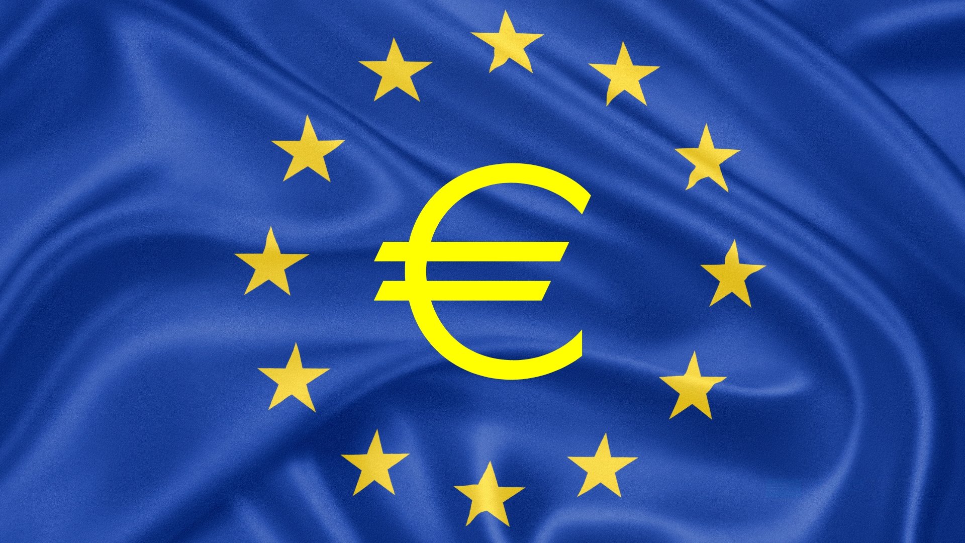 Euro sobre bandeira da união europeia