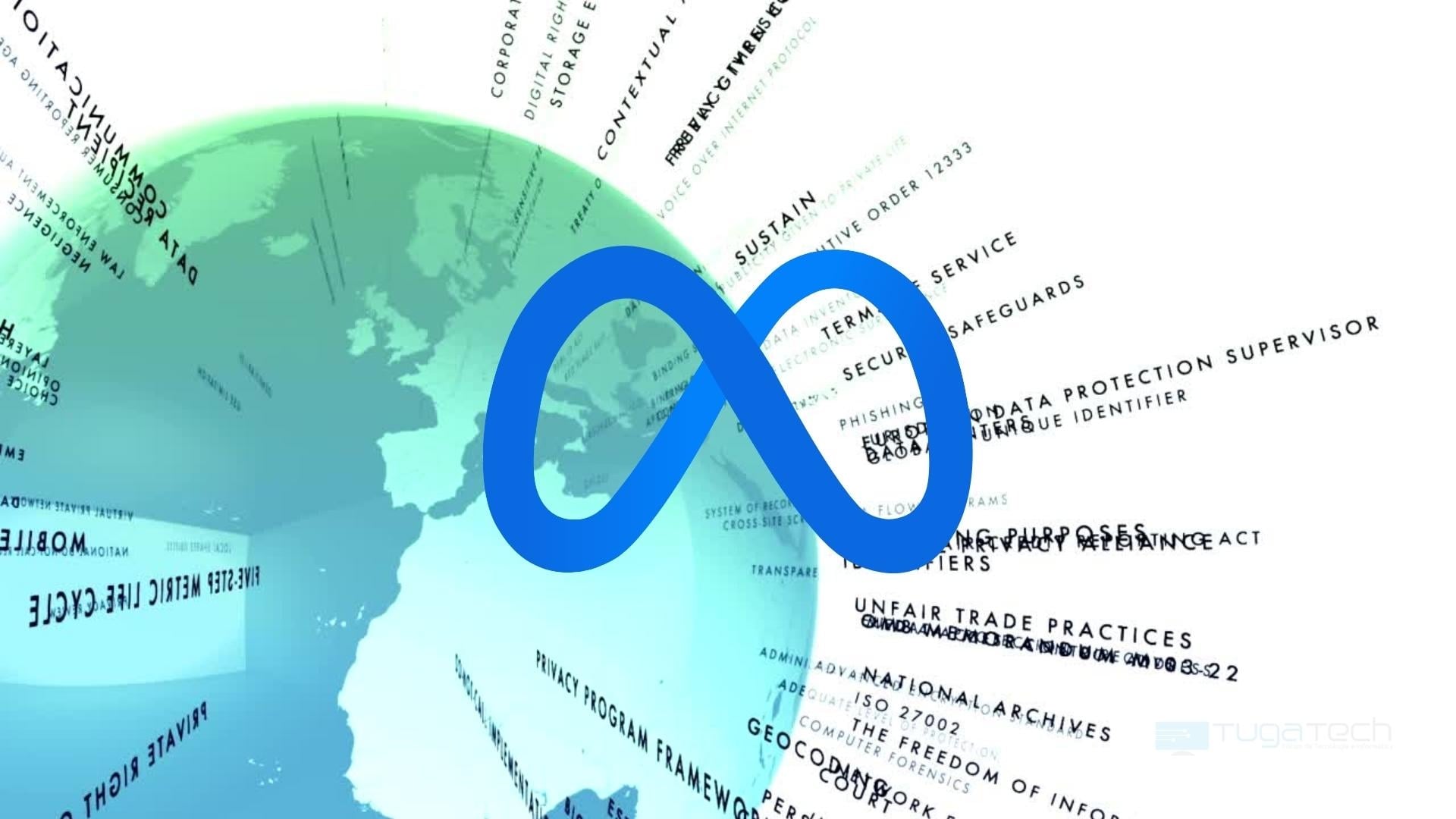 Meta logo sobre o mundo
