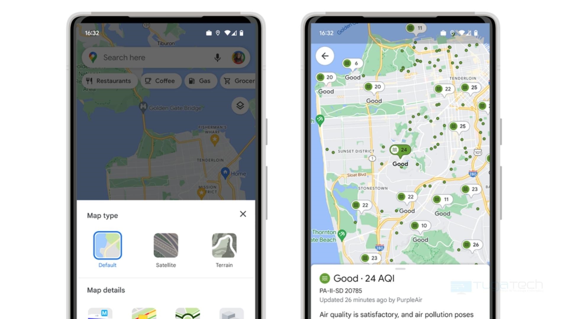 Google Maps com qualidade do ar