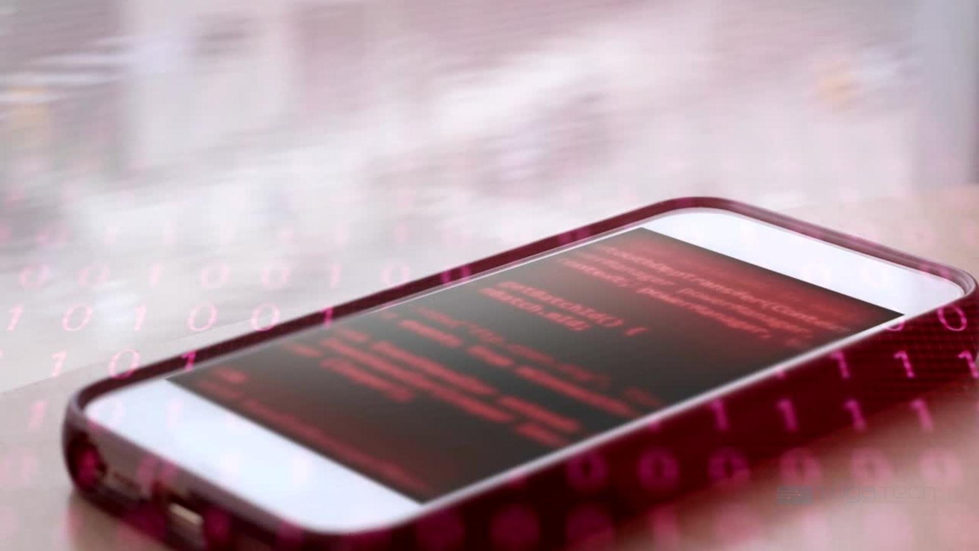 Smartphone sobre código vermelho