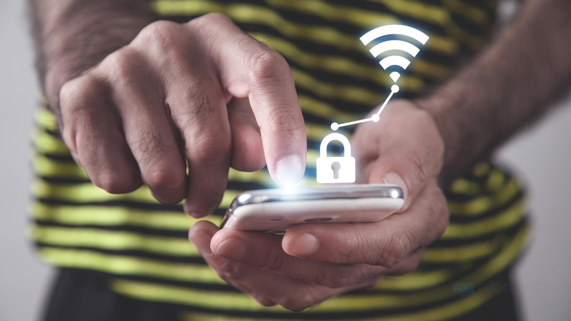 smartphone em rede sem fios insegura