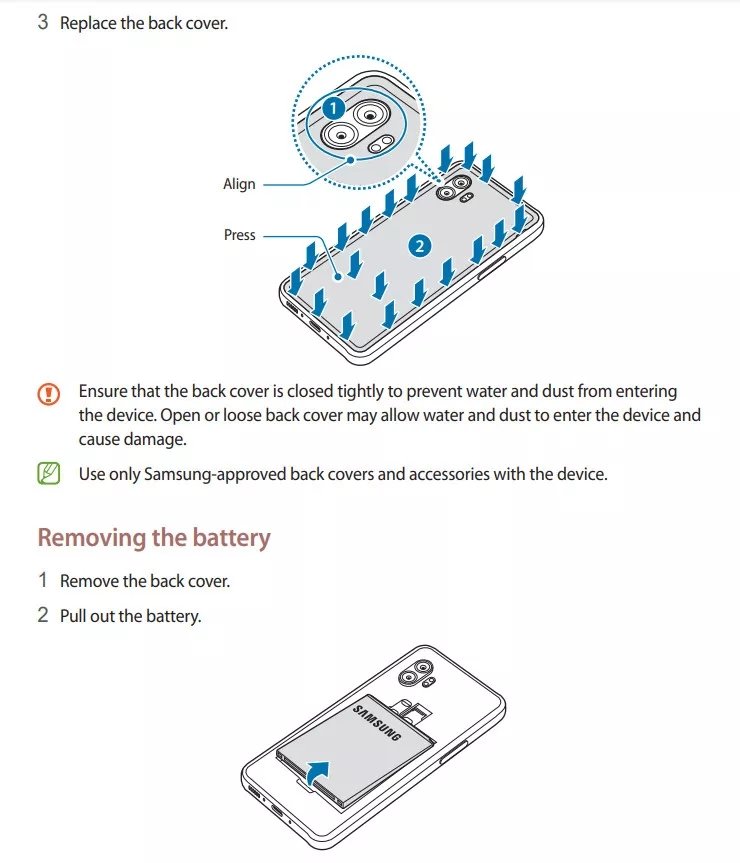 bateria removivel em smartphone da samsung