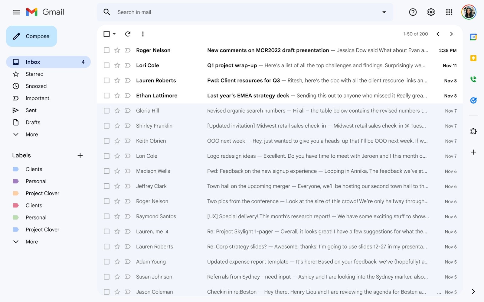nova interface do gmail