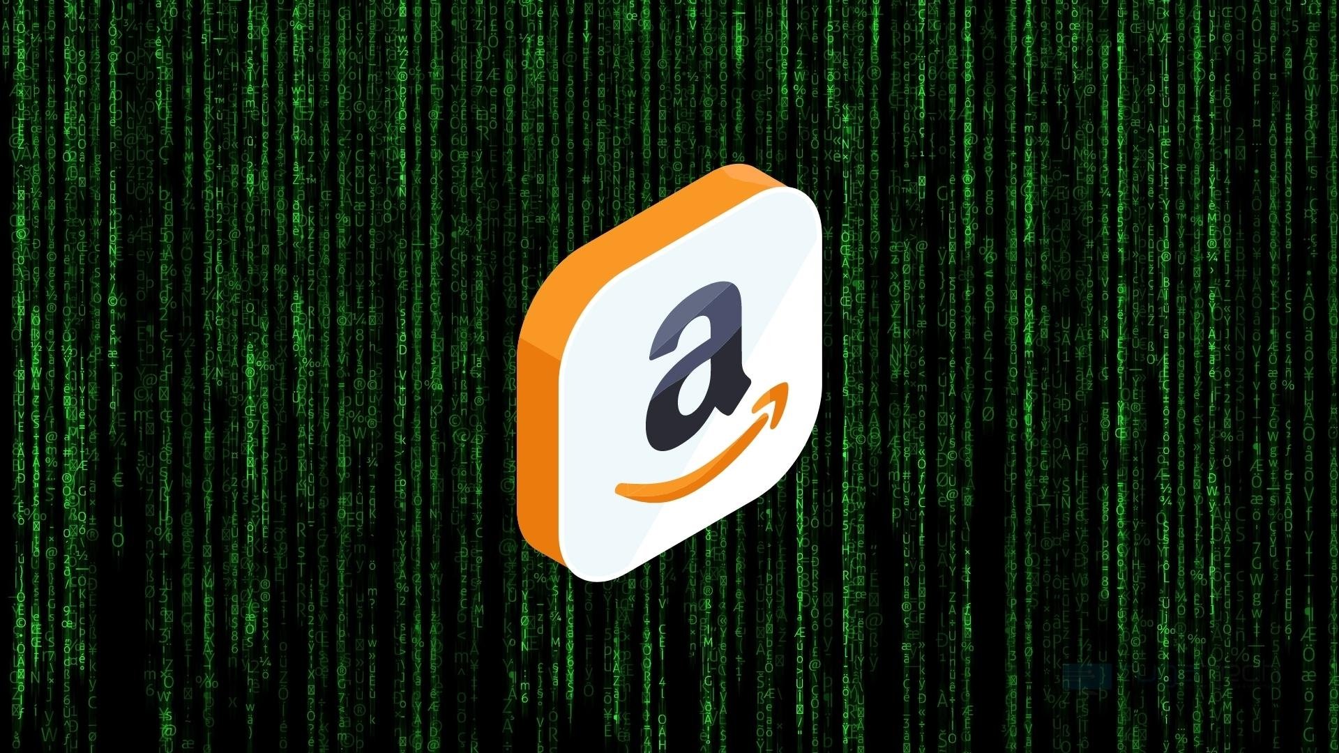 Amazon logo sobre código verde