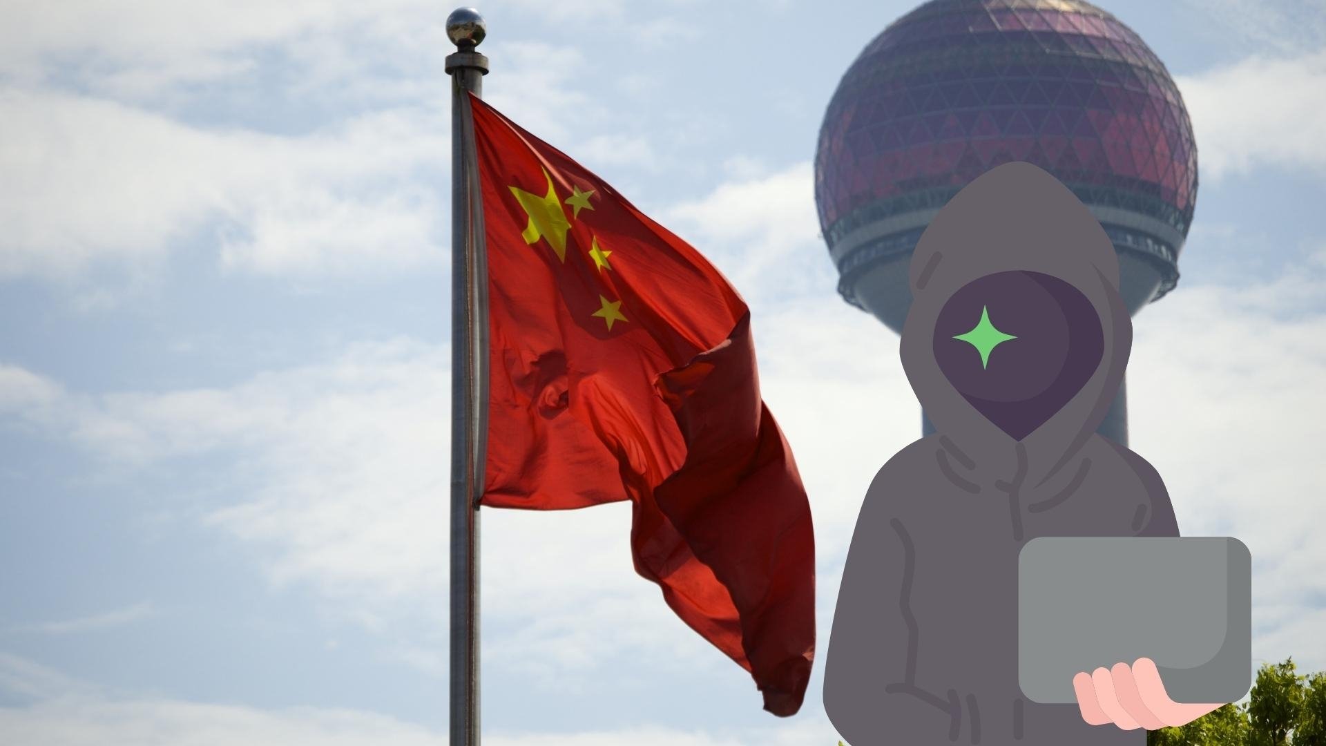 Hacker sobre bandeira da china