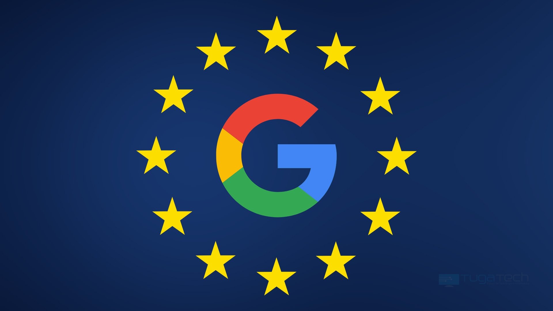 Google sobre bandeira da europa