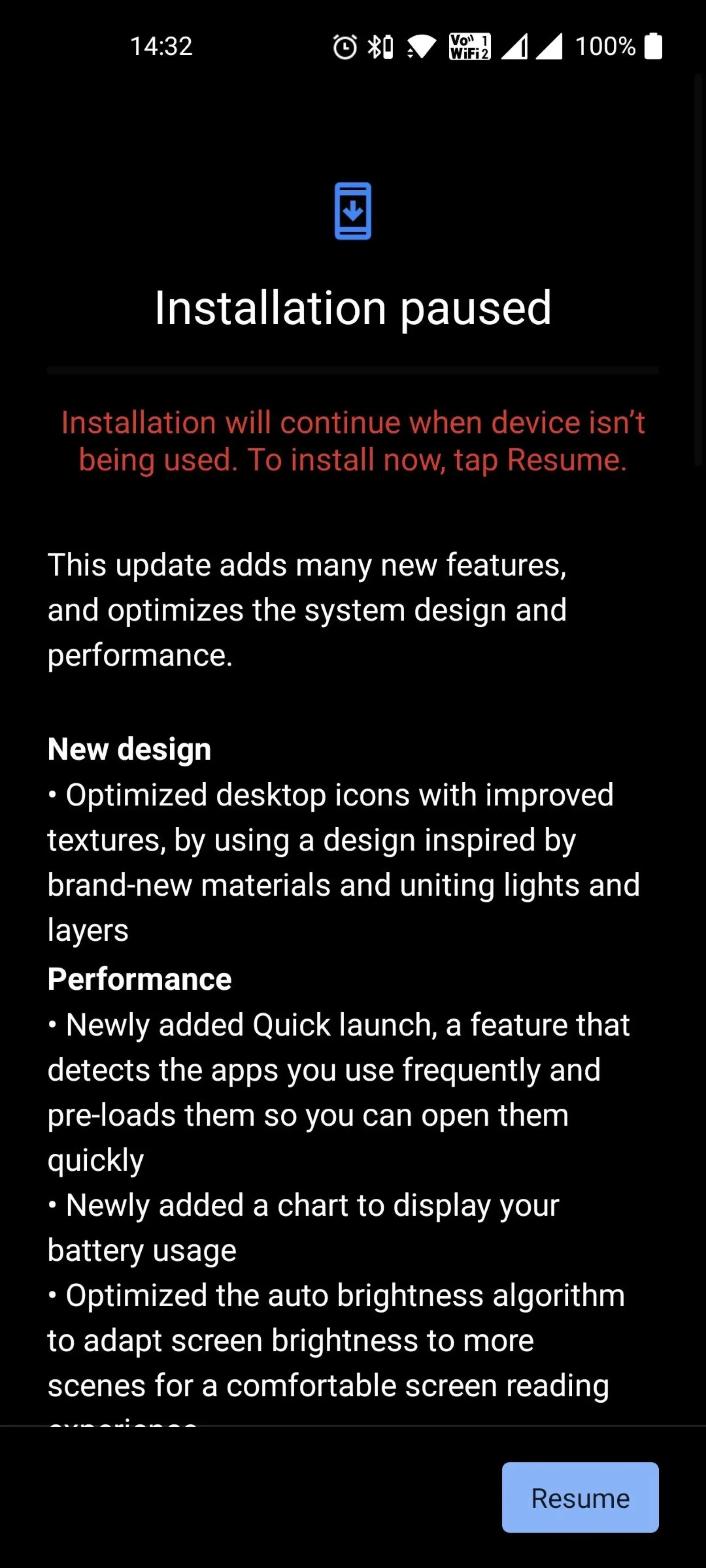 nova atualização OnePlus 9RT