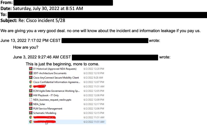 exemplo de email dos atacantes
