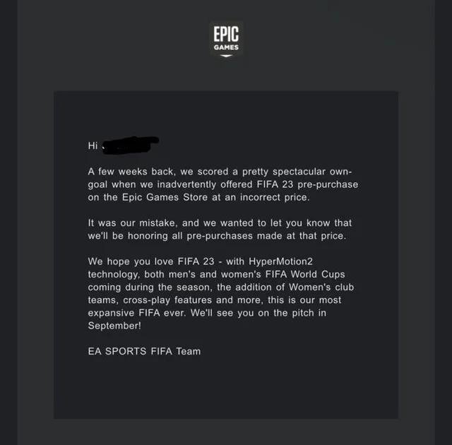 mensagem da EA Games